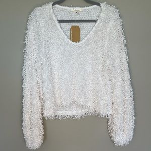 Andree By Unit White Long Sleeve Top Wide Sleeves Medium